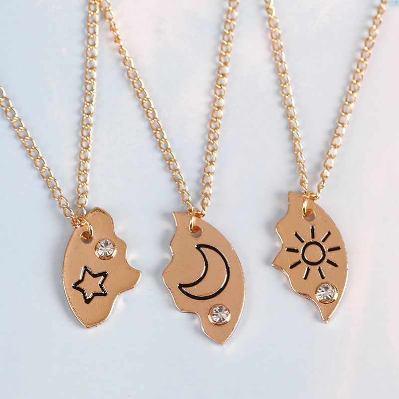 Sun, Moon And Star Pendant Set