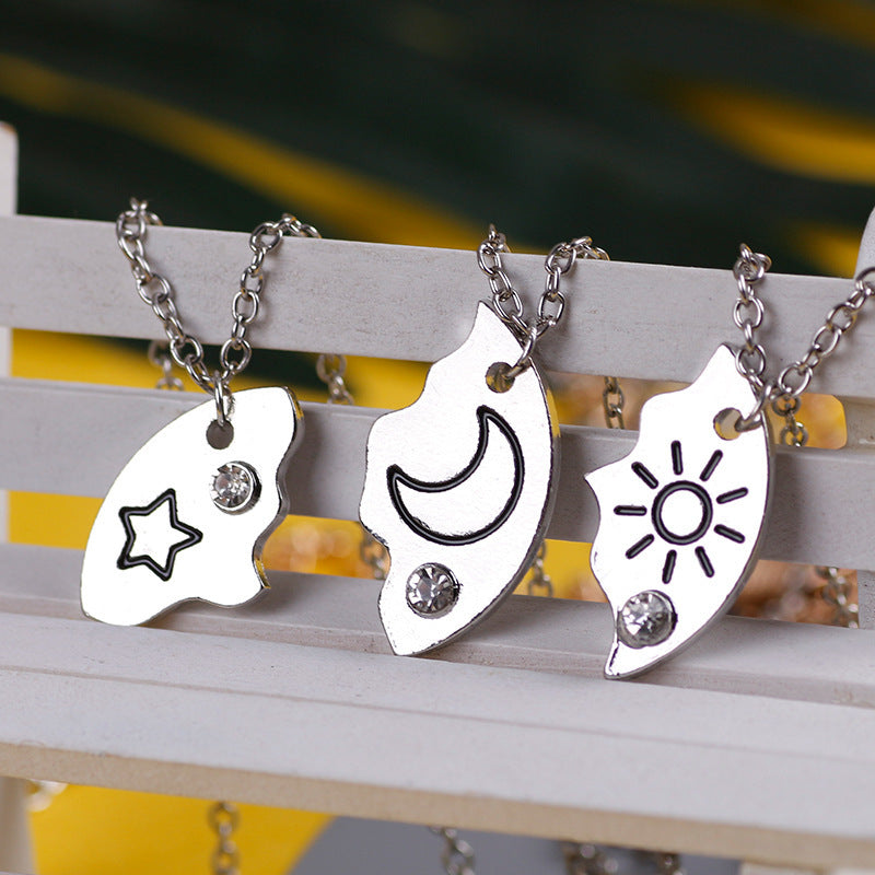 Sun, Moon And Star Pendant Set